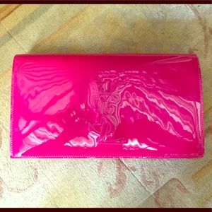 YSL pink patent leather clutch